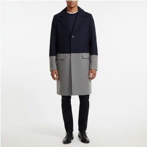 Tommy Hilfiger men’s WOOL LONG coat jacket gray blue LARGE NWT